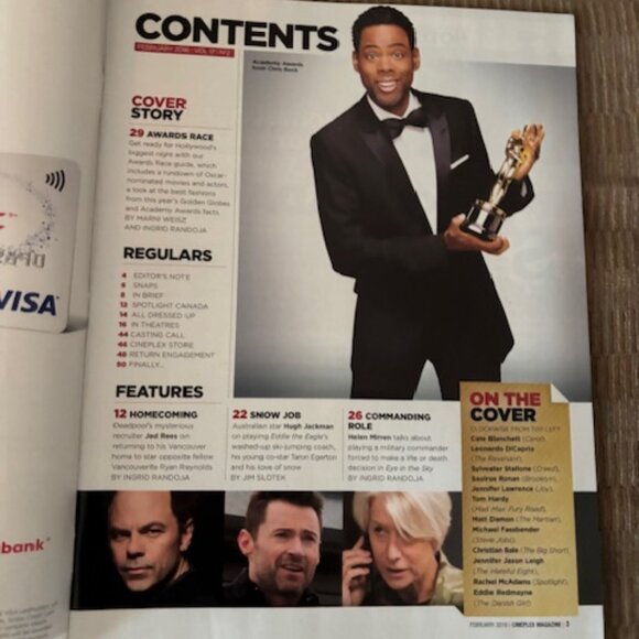 2/$40 CINEPLEX Magazine Feb2016 Vol 17 No2 Awards Race Issue Oscars Hugh Jackman - Picture 2 of 3